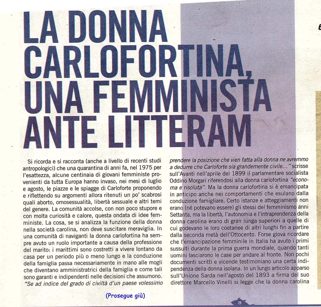 La donna carlofortina, una femminista ante-litteram