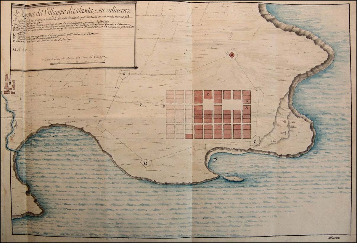 Disegno del villaggio di Calasetta