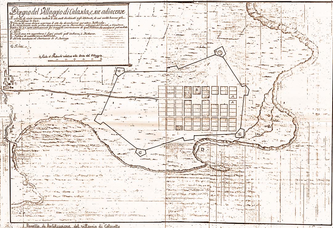Disegno del villaggio di Calasetta