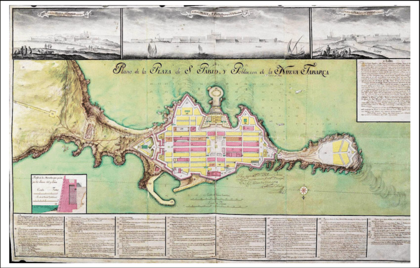 Mappa di Nueva Tabarca di Fernando Mendez de Ras 1775